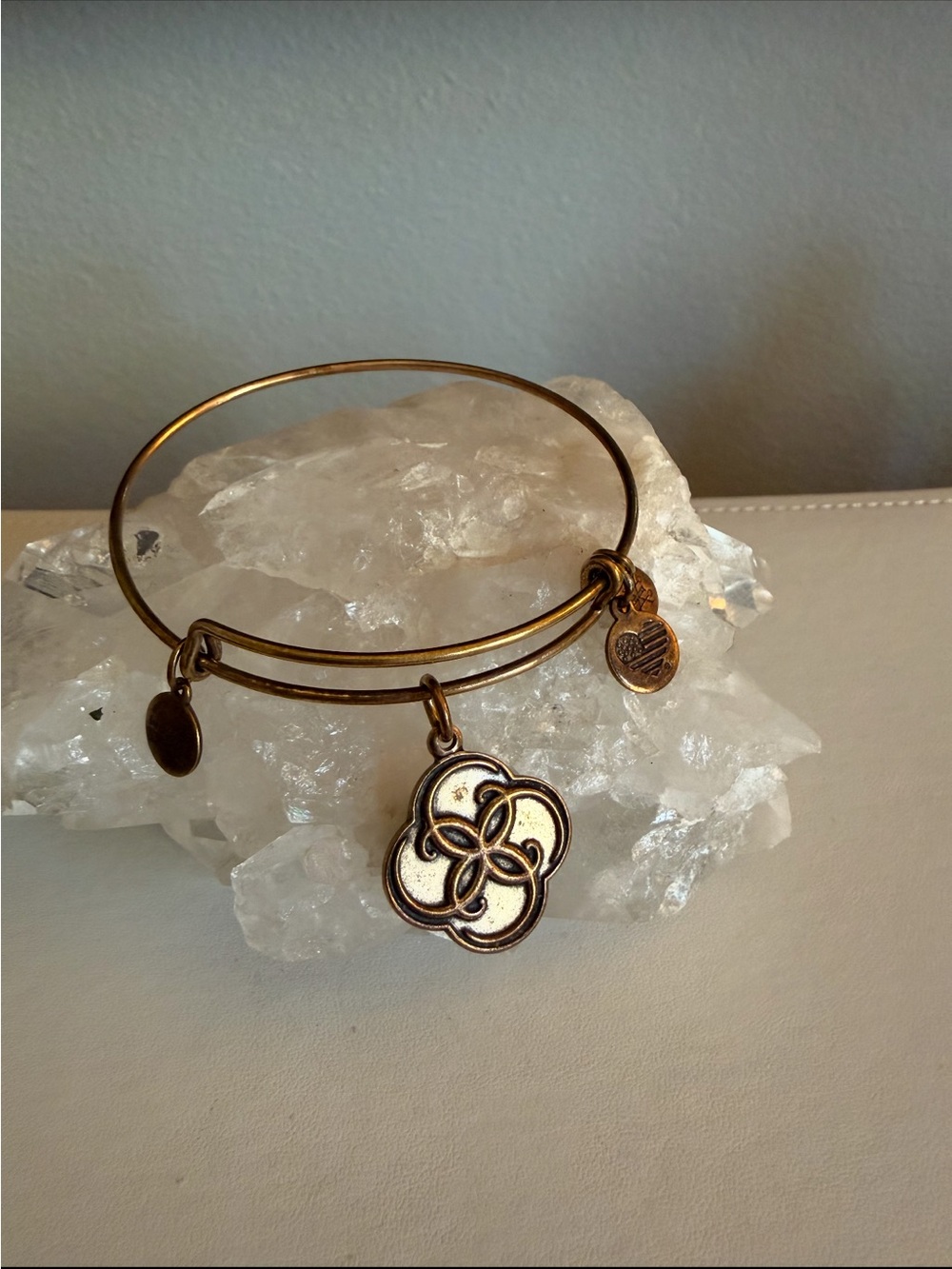 Alex and Ani Gold Four-Leaf Clover Charm Expandable Bracelet